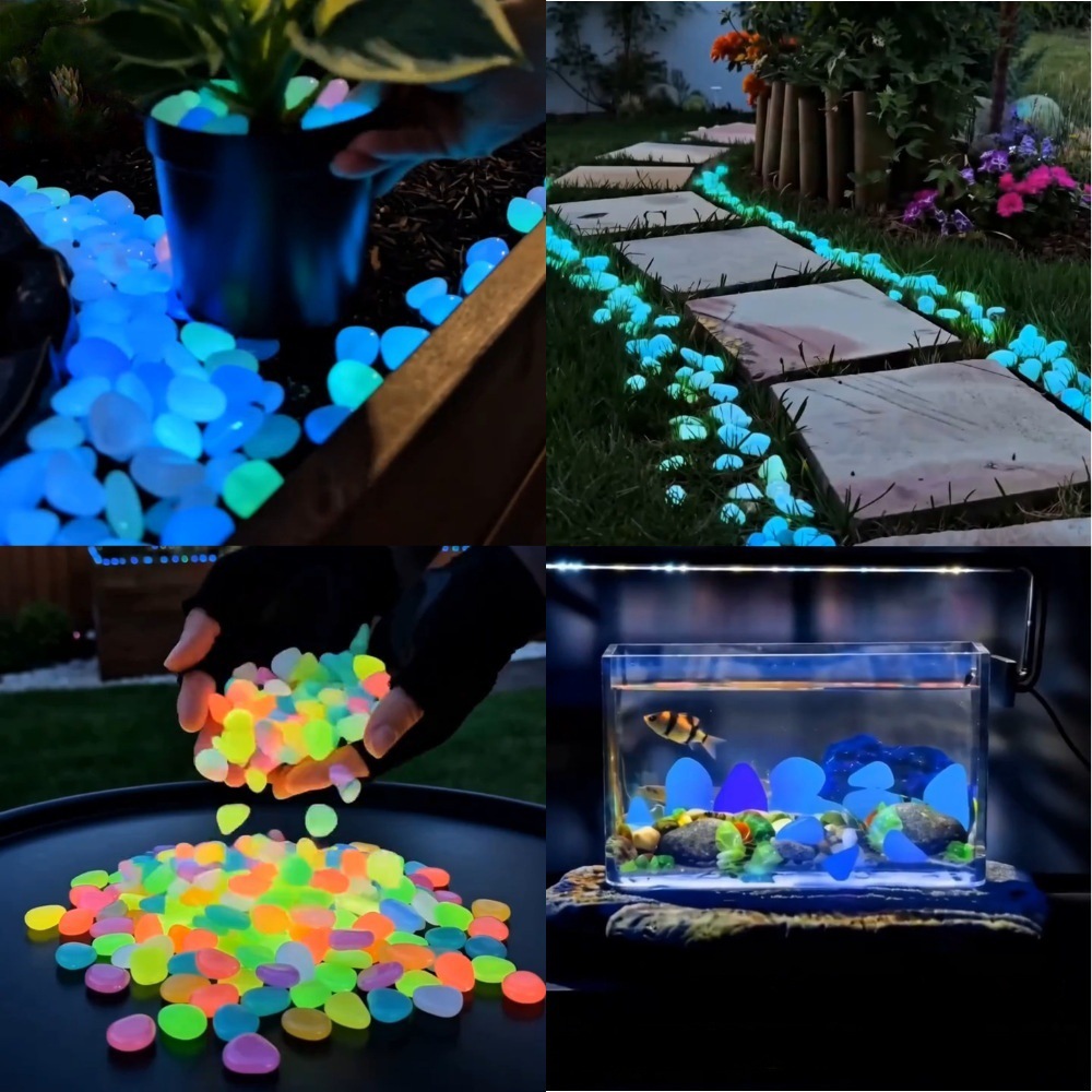 Planted Aquarium With Fish - 다채로운 야광 조약돌 정원석, 야외 정원