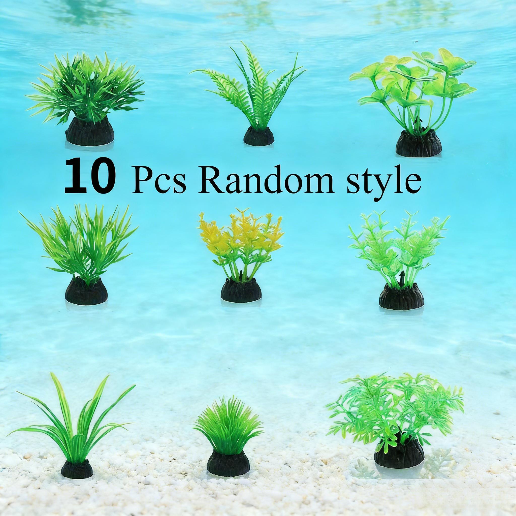 Aquarium Plant Display - 10개 녹색 인공 수족관 식물 플라스틱