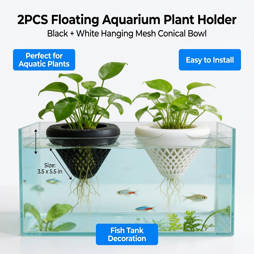 2PCS 플로팅 수족관 식물 홀더, 물고기 탱크용 걸이 - Aquarium Plant Display 리뷰 및 가격